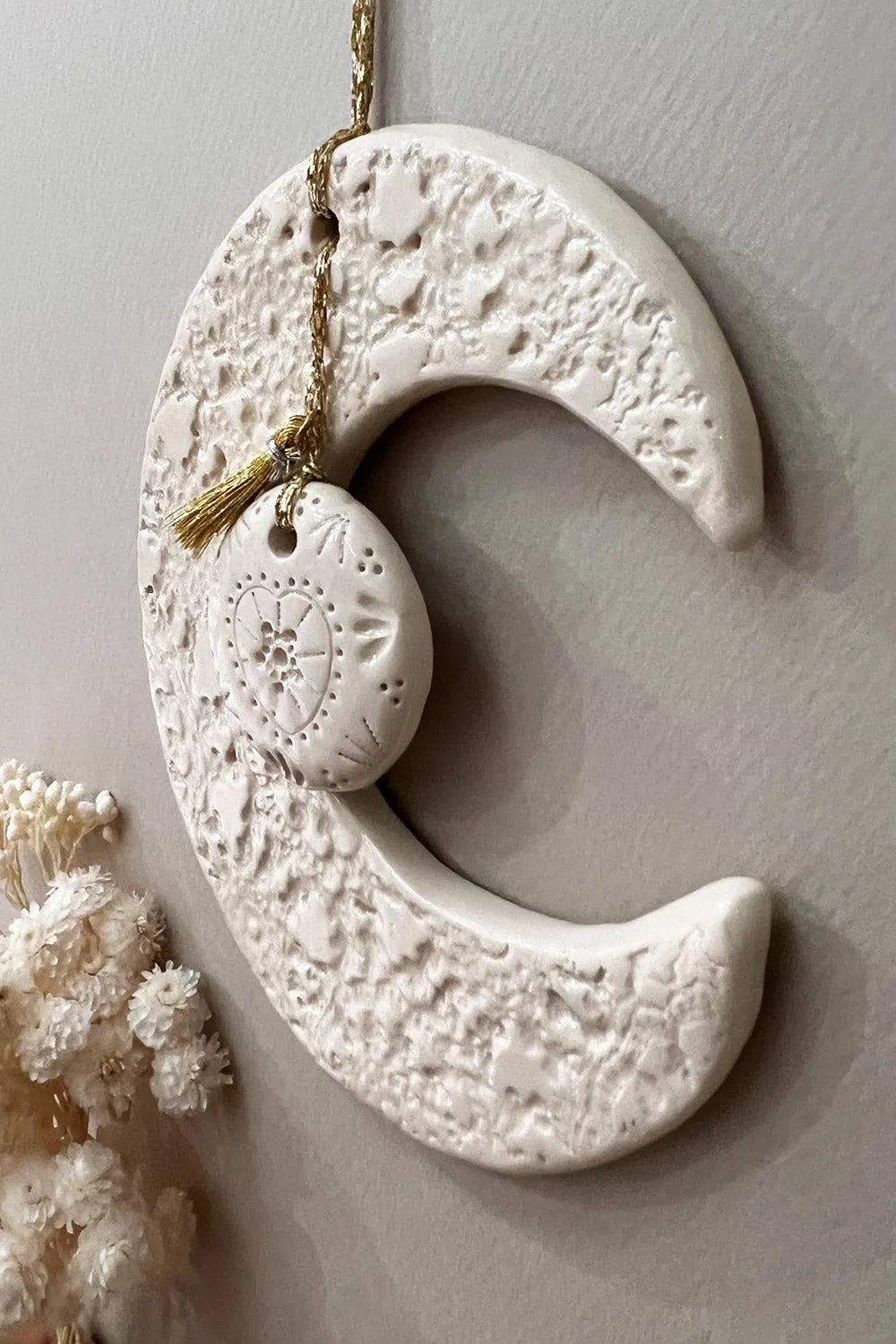 Biankaléone Lune au talisman petit coeur toile encadrée 13x13 cm