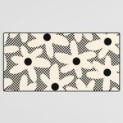 Society6 Daisy Time tapis de bureau marguerites noir crème