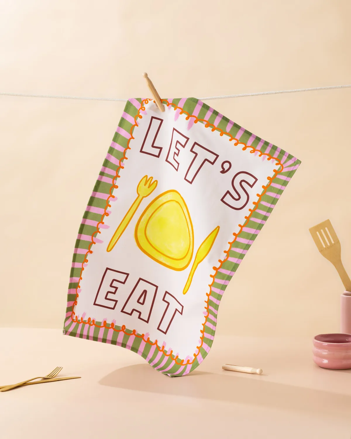 Maddison Ball Let's Eat torchon coton 68x45 cm