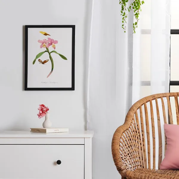 Society6 Cattleya Orchids affiche encadrée fleur rose