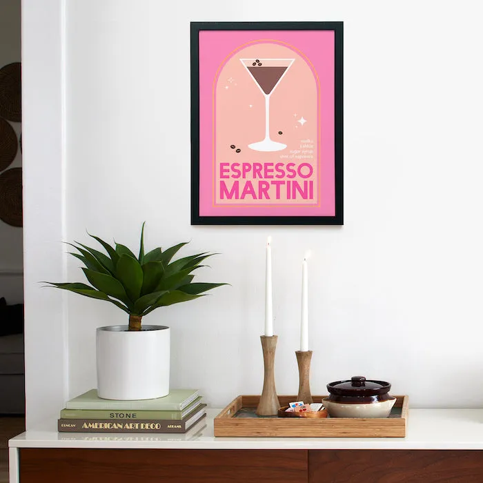 Society6 Espresso Martini affiche encadrée cocktail rose