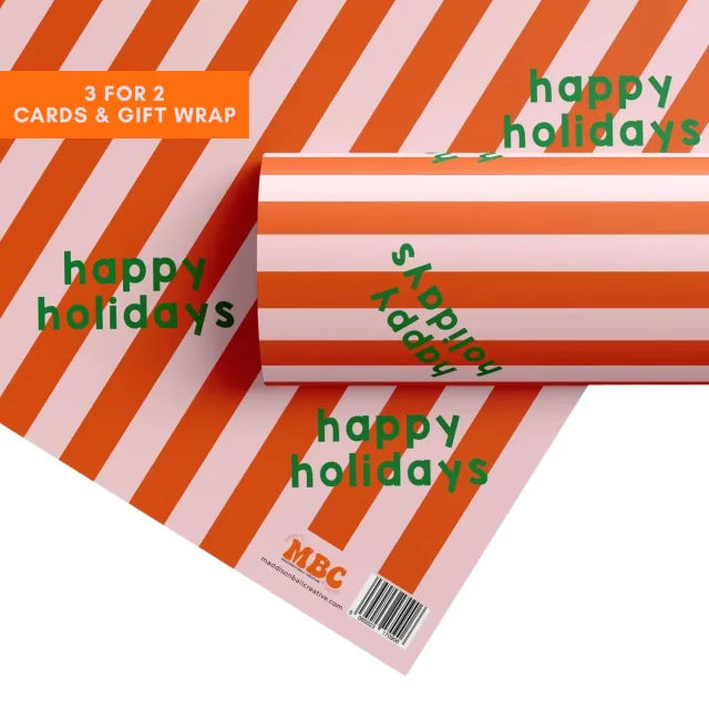 Maddison Ball Happy Holidays papier cadeau rayé