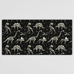 Society6 Dinosaur Fossils on Black tapis de bureau fossiles