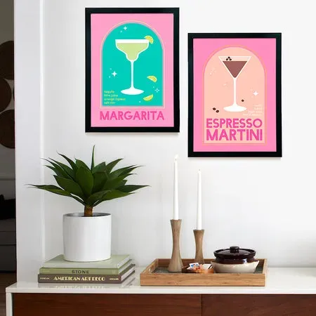 Society6 Cocktails Set affiche encadrée cocktails rétro
