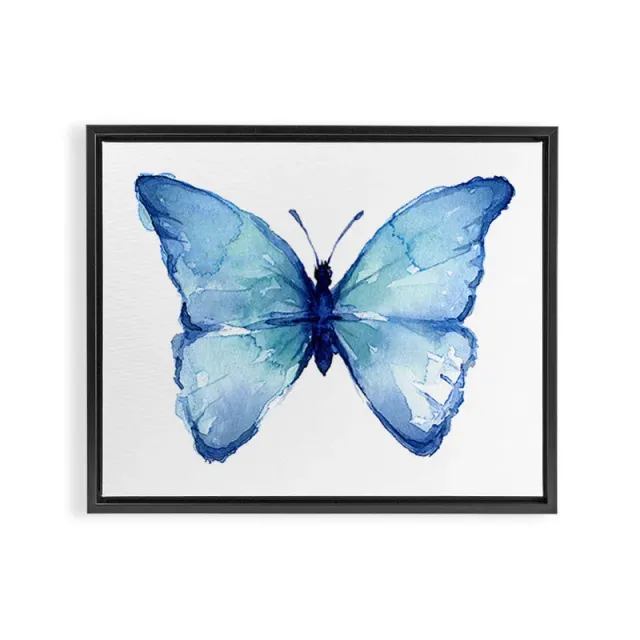 Society6 Blue Butterfly Watercolor toile encadrée bleue