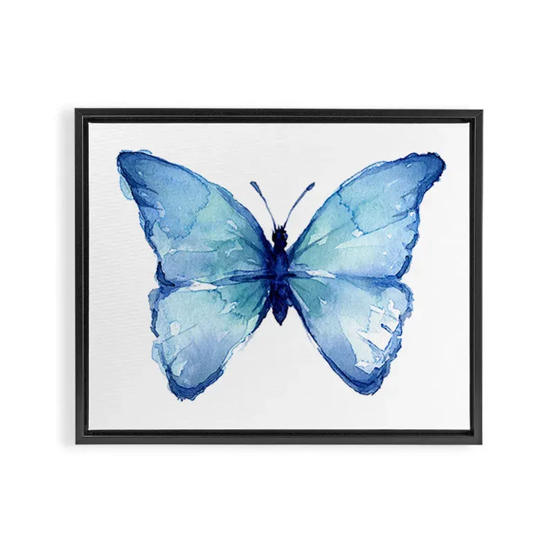 Society6 Blue Butterfly Watercolor toile encadrée bleue