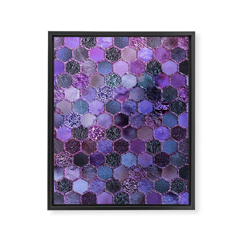 Society6 Purple geometric hexagonal elegant & luxury pattern toile encadrée