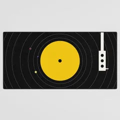Society6 Music Everywhere tapis de bureau vinyle beige