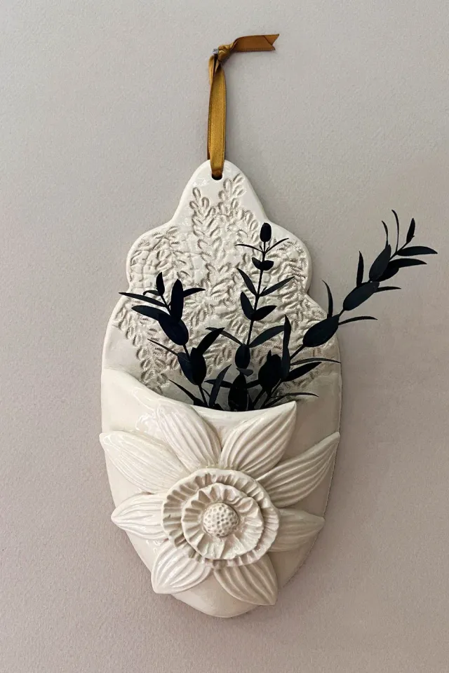 Biankaléone Vase bénitier à la fleur mural 10 x 20 cm