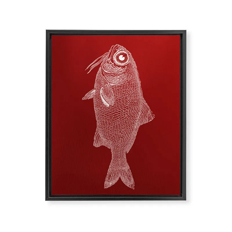 Society6 red fish poisson toile encadrée enfant