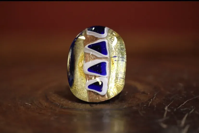 Galerie Kara Murano glass ring 2 bague en verre de Murano bleu blanc