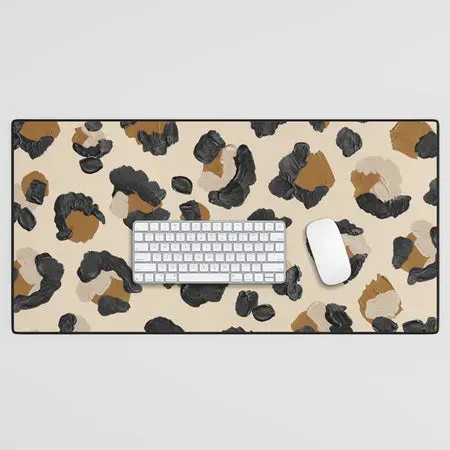 Society6 Leopard Print Neutral Gold tapis de bureau léopard doré