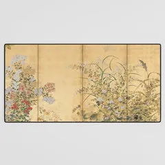 Society6 Spring and Autumn Flowers tapis de bureau doré