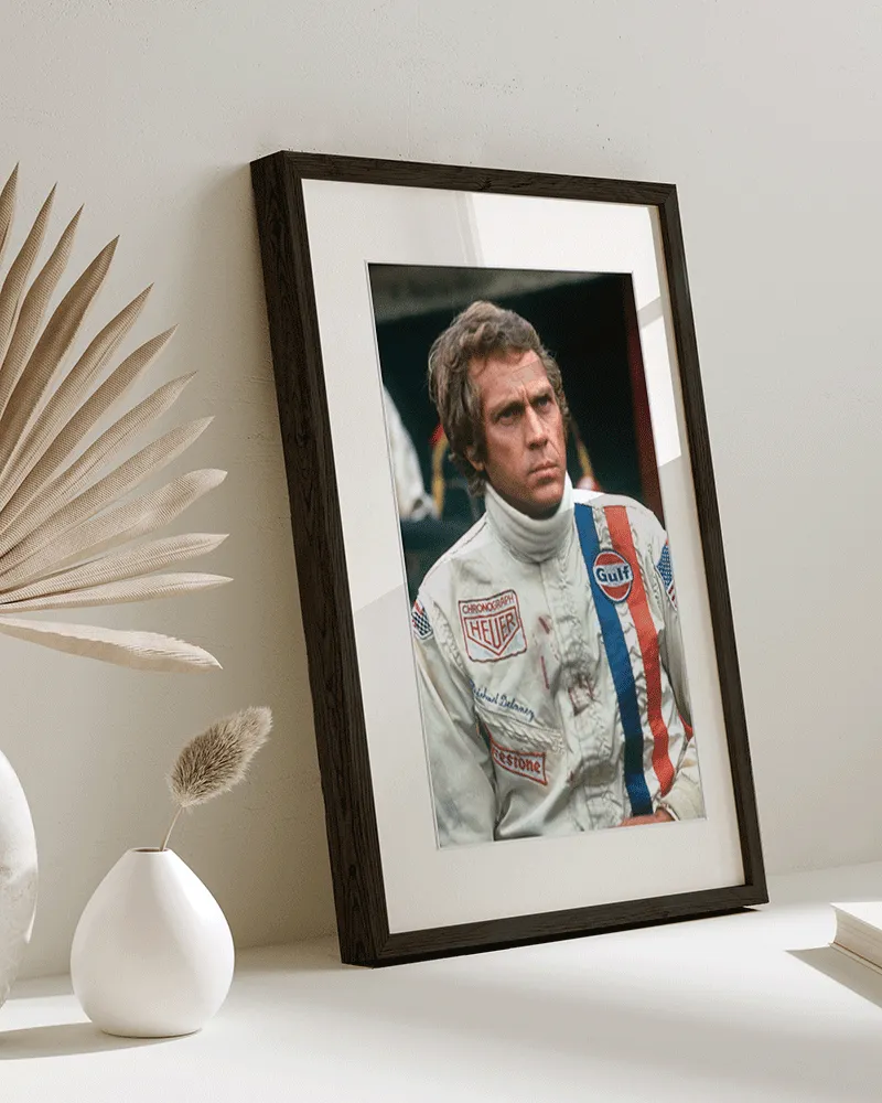 Any Image Jacob Baden Steve McQueen in Le Mans photo encadrée N&B