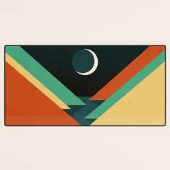 Society6 Lune Croissant tapis de bureau grand montagne nuit