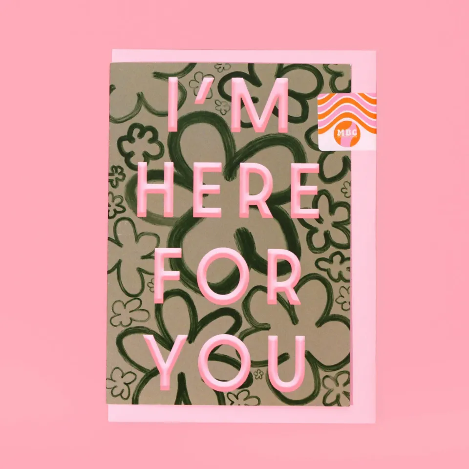 Maddison Ball Here For You carte A6 vert rose fleurs