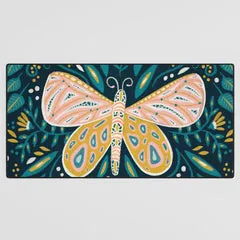 Society6 Butterfly Symmetry Teal Palette tapis papillon