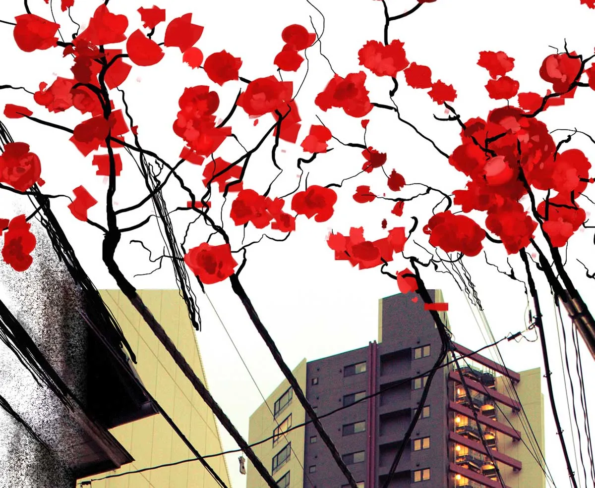 Mademoiselle Tiss Tokyo Street panneau mural en tissu