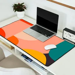 Society6 geometry shape mid century organic blush curry teal tapis de bureau