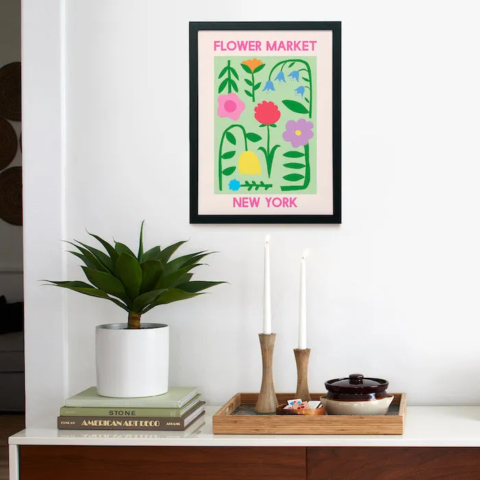 Society6 Flower Market New York affiche encadrée 12x16 iris