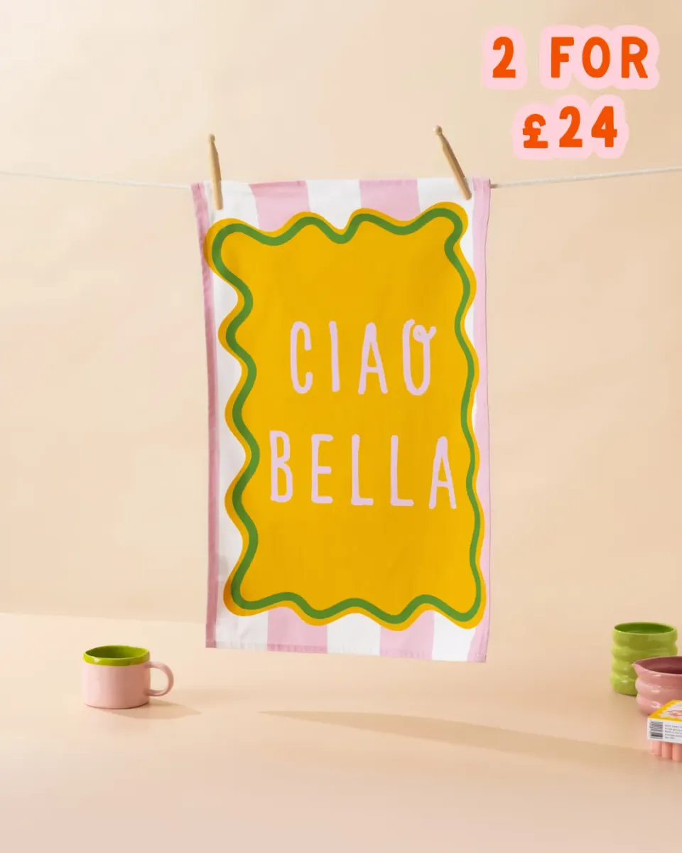Maddison Ball Ciao Bella torchon cuisine coton 68x45