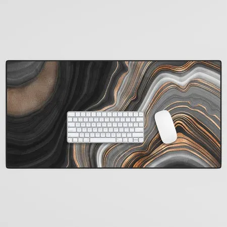 Society6 Elegant black marble with gold and copper veins tapis bureau marbre