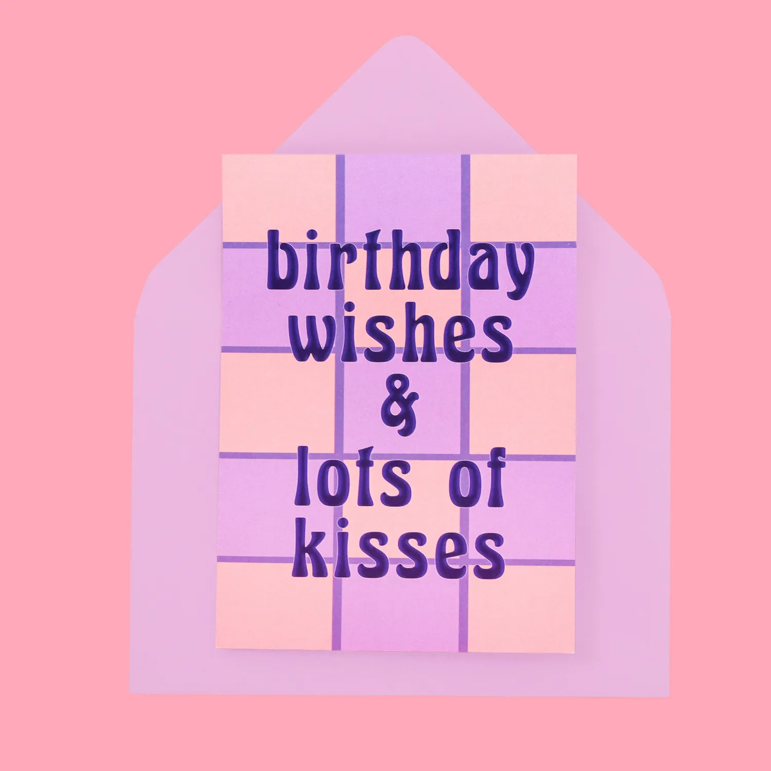 Maddison Ball Birthday Wishes carte A6 carreaux roses