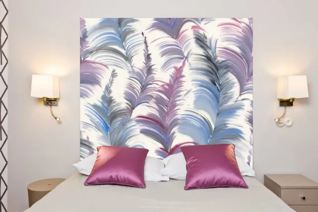 Mademoiselle Tiss Plumes des Caraïbes tête de lit tissu imprimé