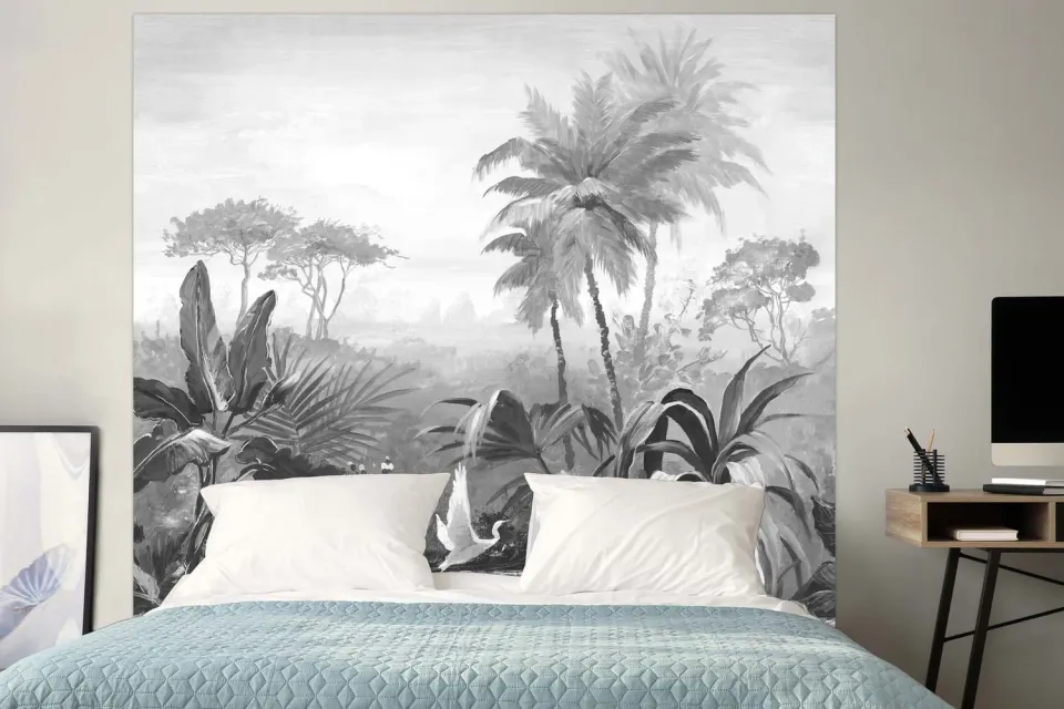 Mademoiselle Tiss L'Envol tête de lit tissu noir blanc