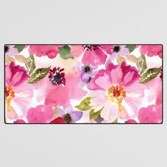 Society6 Watercolor Flowers tapis de bureau fleurs roses