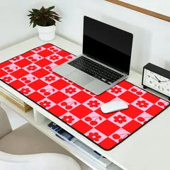 Society6 Cherry Flowers tapis bureau damier cerises rouge