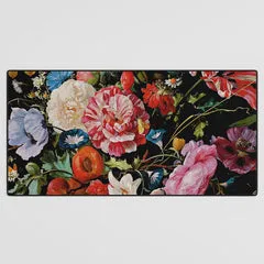 Society6 Night Garden XXXVI tapis de bureau fleurs fond noir