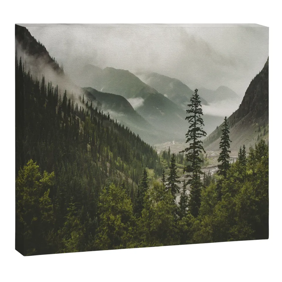 Society6 Mountain Valley of Forever toile vallée brumeuse