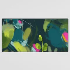 Society6 Abstract Jungle Fever tapis de bureau feuilles vertes