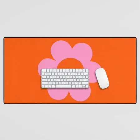 Society6 La Fleur 01 tapis de bureau rétro orange