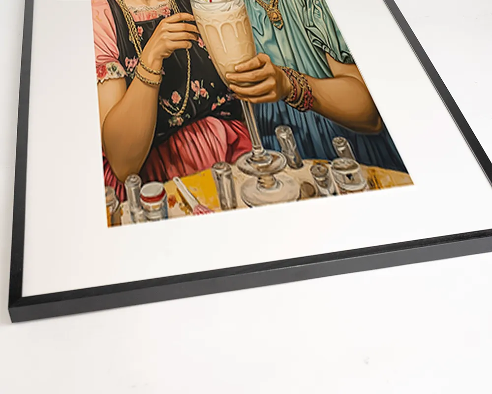 Any Image Two Fridas & One Milkshake tableau encadré surréaliste