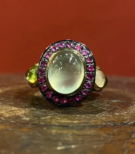 Galerie Kara bague argent rhodié multi-pierres labradorite