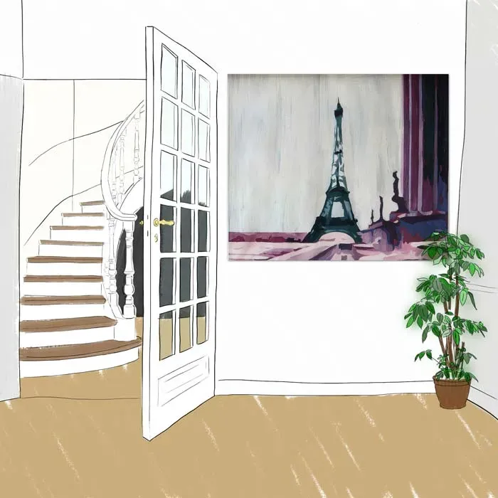 Mademoiselle Tiss Trocadéro panneau tissu 160x140 tour Eiffel