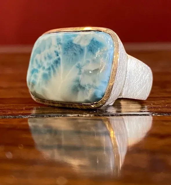 Galerie Kara bague argent brossé larimar