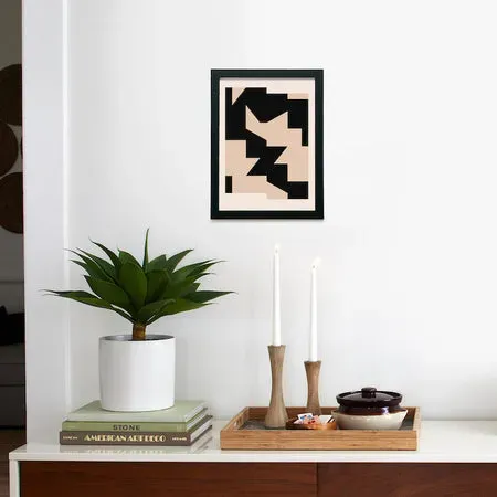 Society6 Abstract Shapes 43 V1 affiche encadrée 9x12 noir