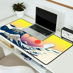 Society6 The Great Wave Of Cat tapis de bureau vague chat