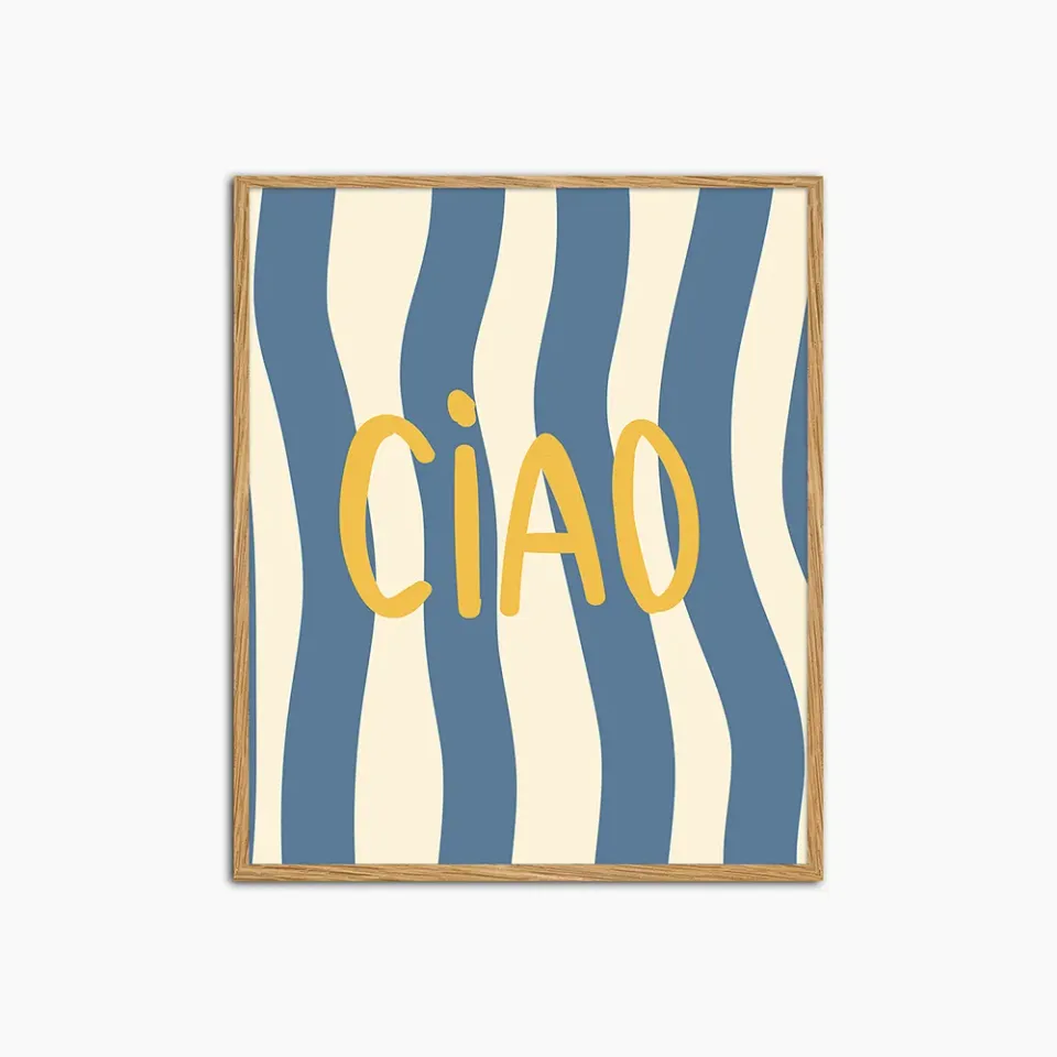 Any Image Ciao tableau encadré typographie couleurs douces