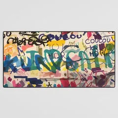 Society6 Urban Graffiti Paper Street Art tapis de bureau graffiti jaune
