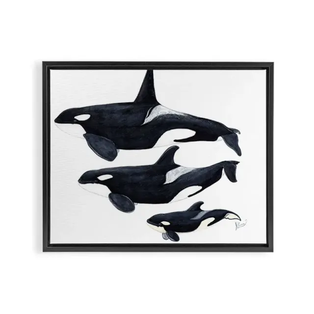 Society6 Orca toile encadrée orque noir blanc