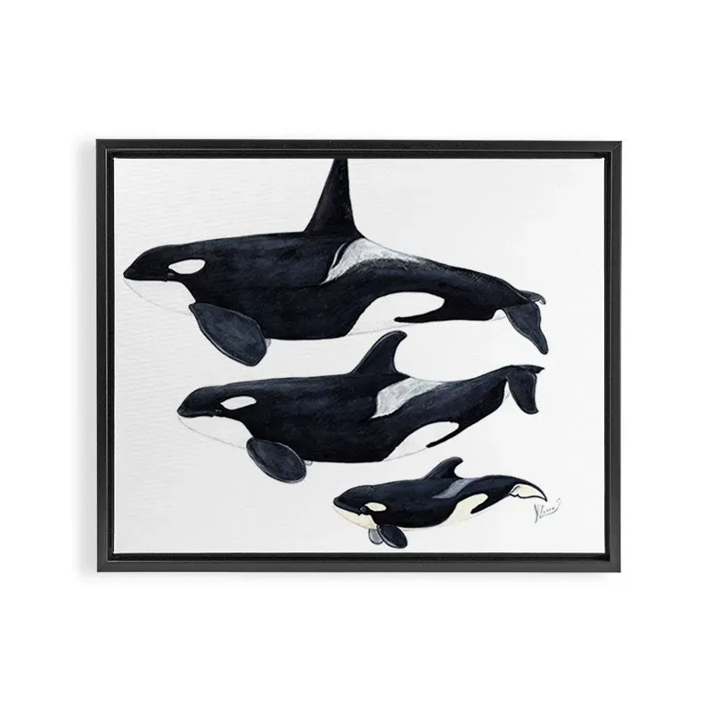 Society6 Orca toile encadrée orque noir blanc