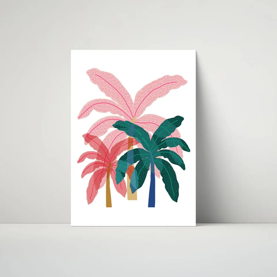 Maddison Ball A Trio of Palms Pink affiche tropicale