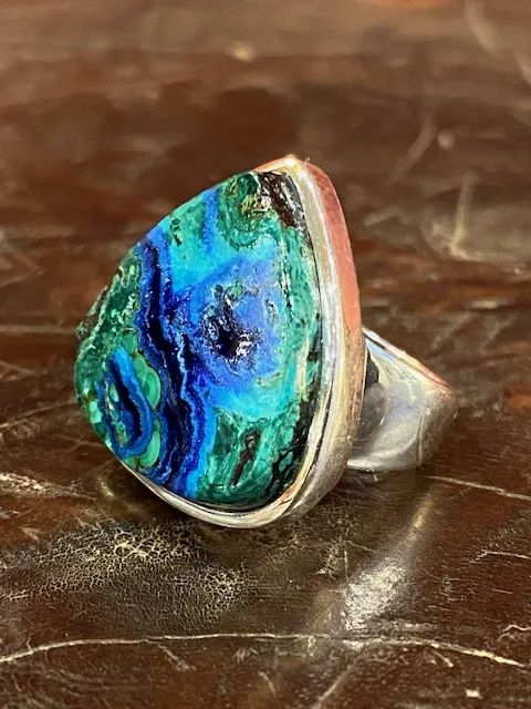 Galerie Kara bague en argent et azurite-malachite