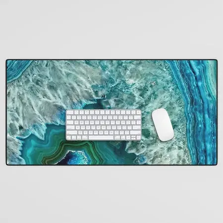 Society6 Aqua Turquoise Agate Mineral Gem Stone tapis de bureau agate