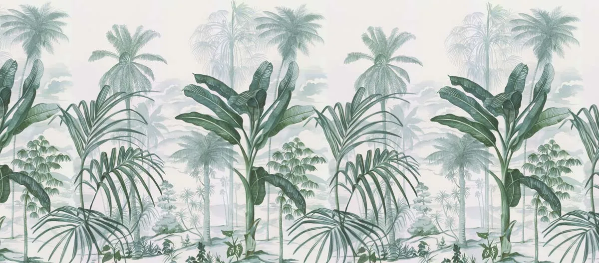 Mademoiselle Tiss Jardin Tropical tête de lit monochrome
