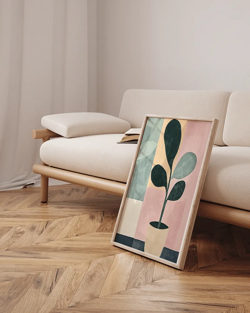 Any Image Leaf Pot Painting affiche encadrée botanique